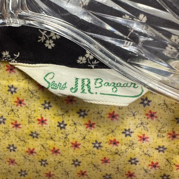 Vintage‎ 70s yellow twill floral print button up long sleeve top Size Small - Picture 7 of 16